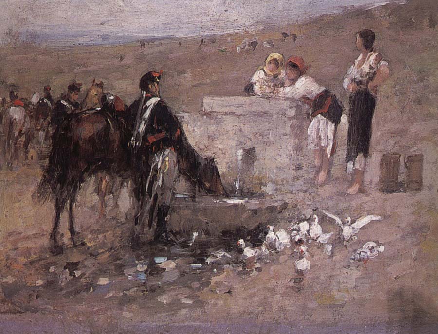 Girls and Young Men by the Well